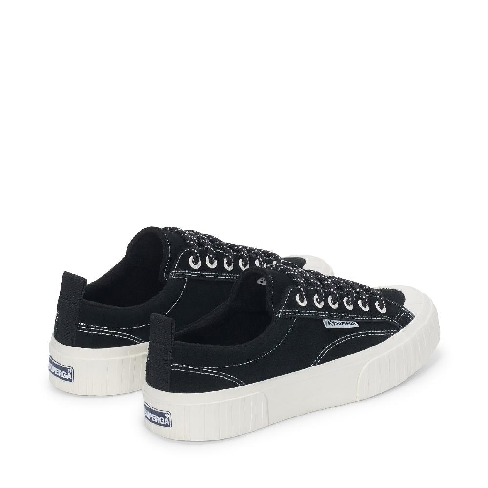 Superga 2630 STRIPE SUEDE CONTRAST STITCHINGBLACK-WHITE AVORIO-FAVORIO Sottocosto