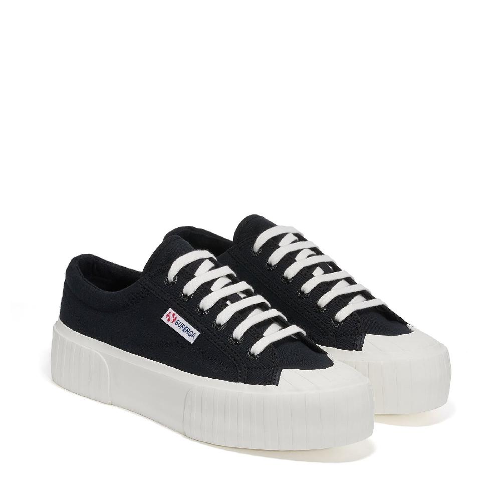 Superga 2631 STRIPE PLATFORMBLACK-WHITE AVORIO Vendita Economica