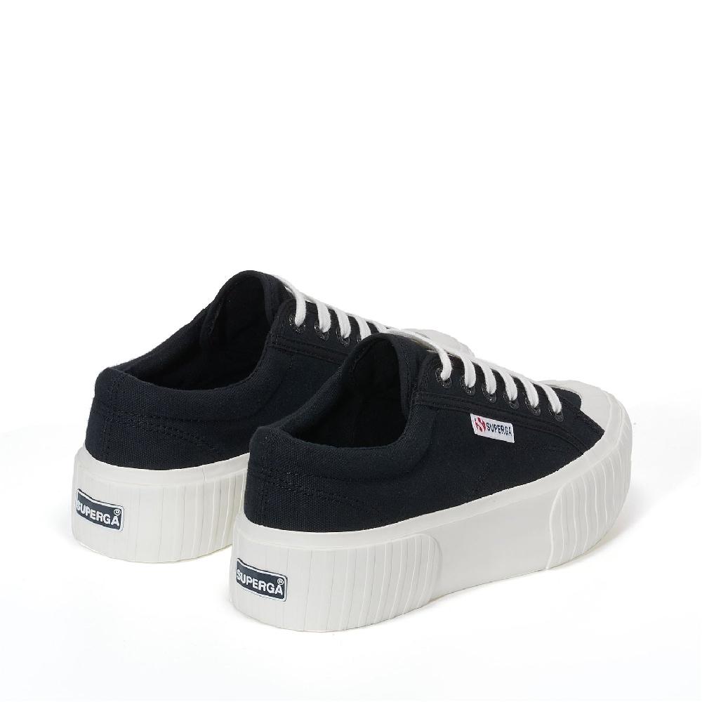 Superga 2631 STRIPE PLATFORMBLACK-WHITE AVORIO Vendita Economica