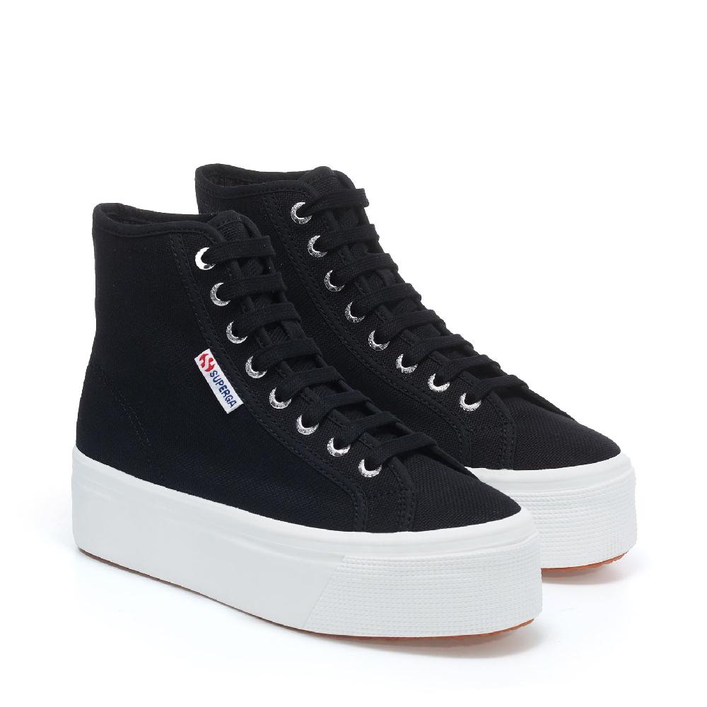 Superga 2708 HI TOPBLACK-FWHITE Vendite Flash