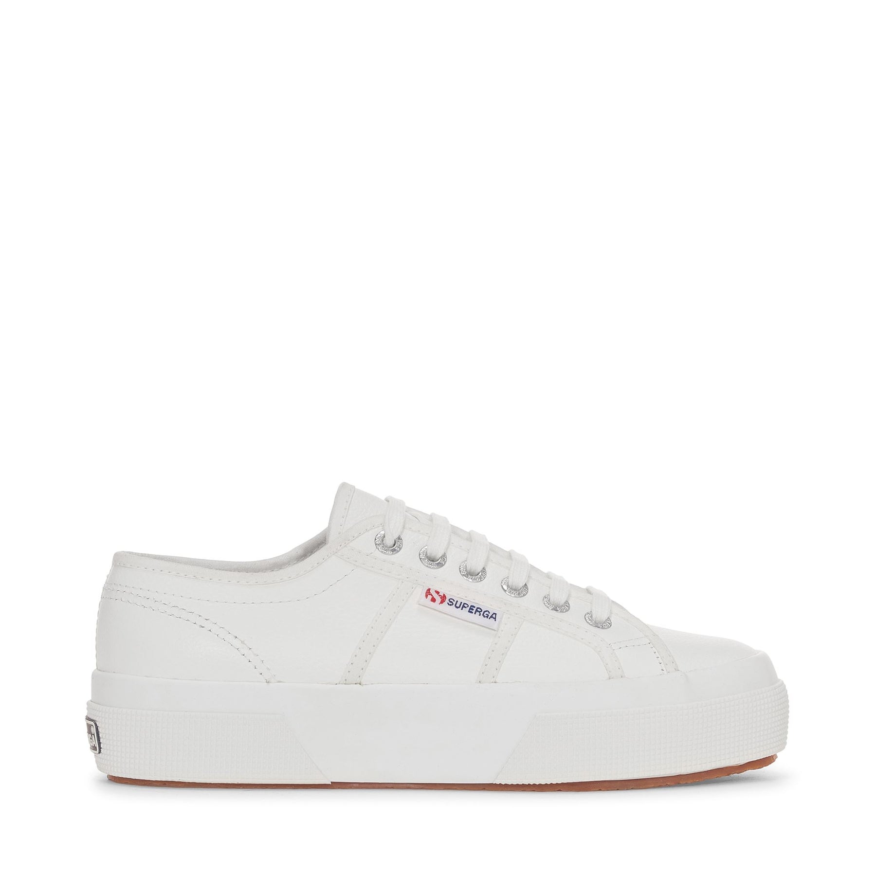 Superga 2740 PLATFORM TUMBLED LEATHERWHITE Spedizione Gratuita