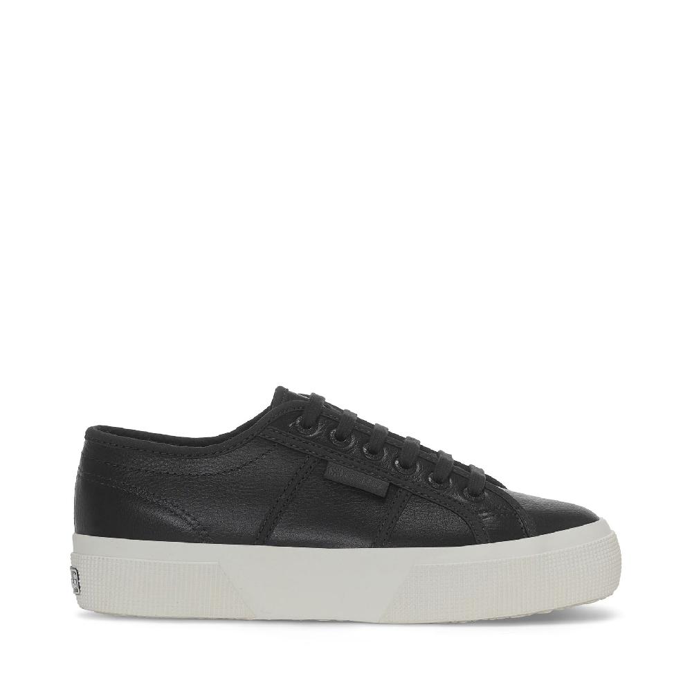Superga 2740 PLATFORM TUMBLED LEATHERBLACK BRISTOL-FAVORIO Qualità Garantita