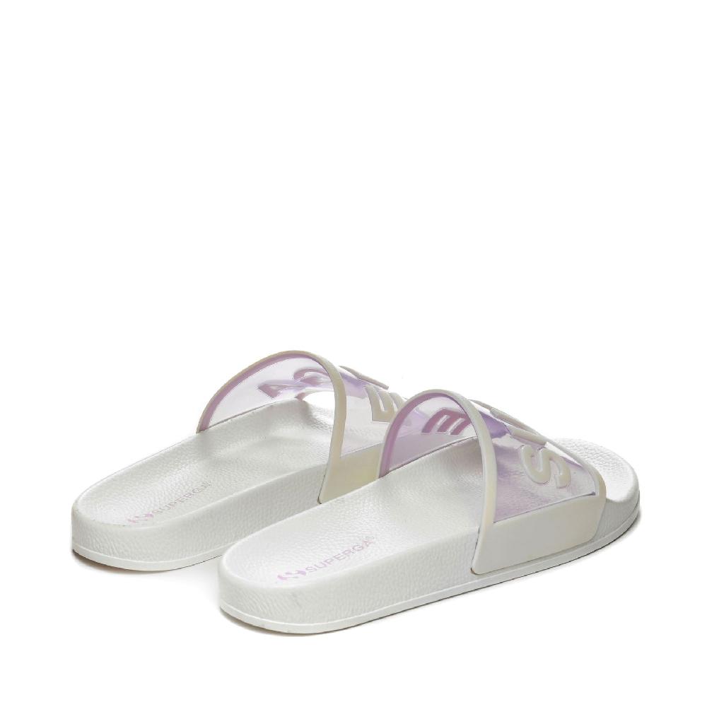 Superga 1908 SLIDES CLEAR IDENTITYWHITE AVORIO-VIOLET LILLA Consegna Veloce