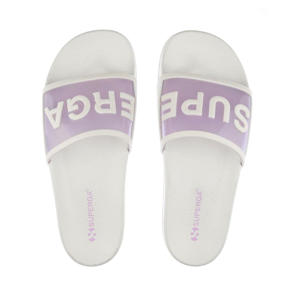 Superga 1908 SLIDES CLEAR IDENTITYWHITE AVORIO-VIOLET LILLA Consegna Veloce