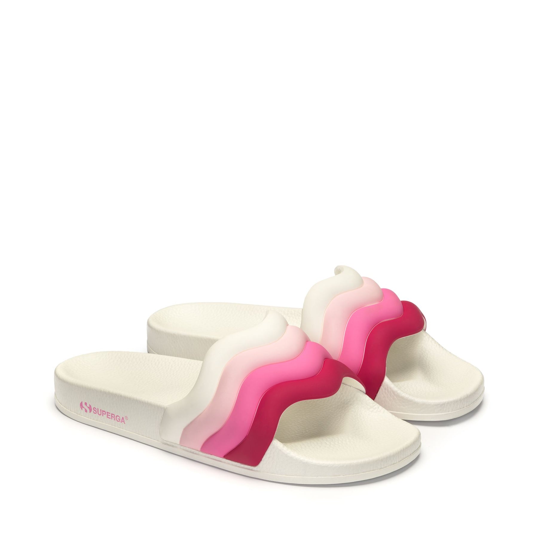 Superga 1908 SLIDES CURLY PADDED STRIPESWHITE-SHADED PINK Sconto