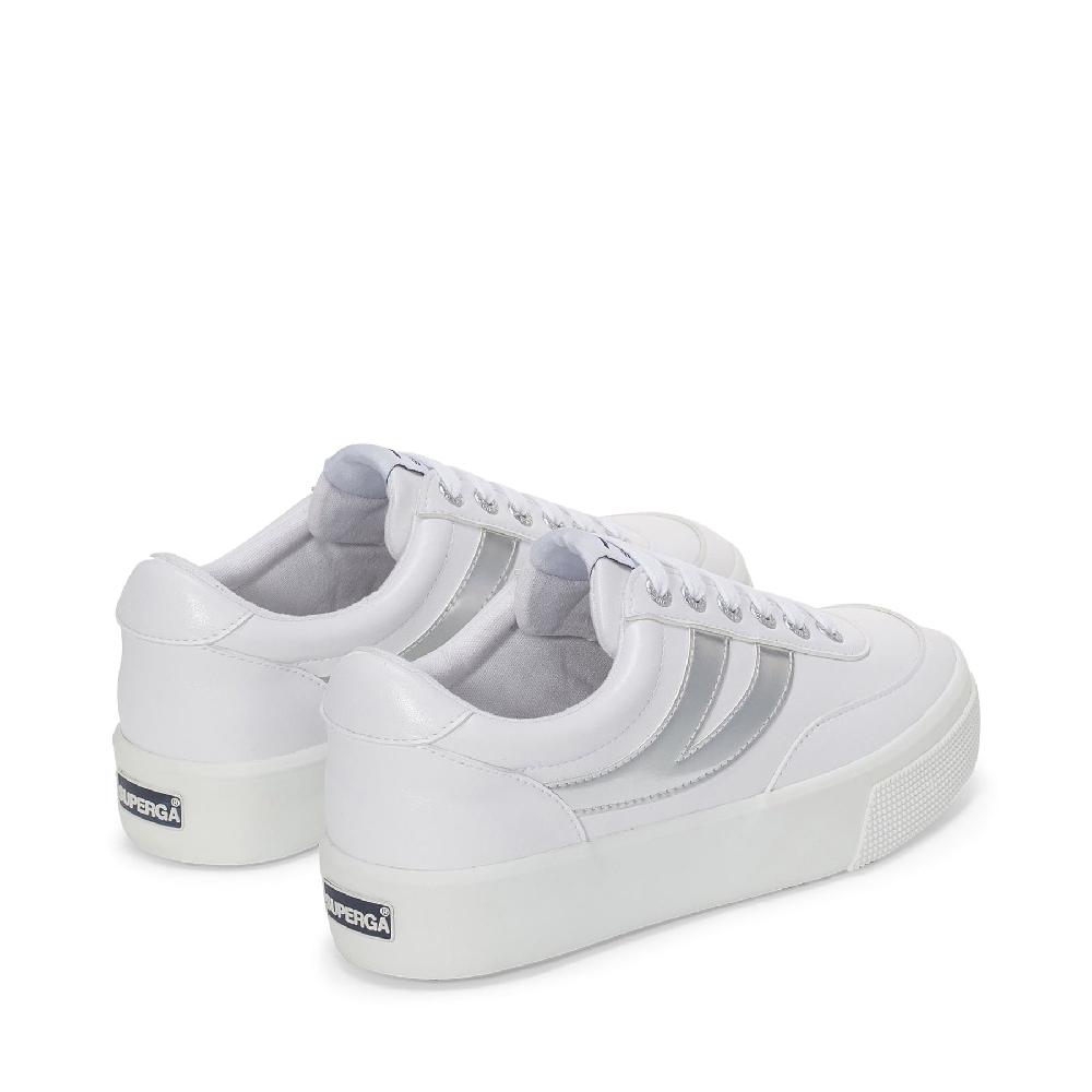 Superga 2740 PLATFORM BLOCKS MIRROR SYNTHETIC MATERIALWHITE-SILVER Italia