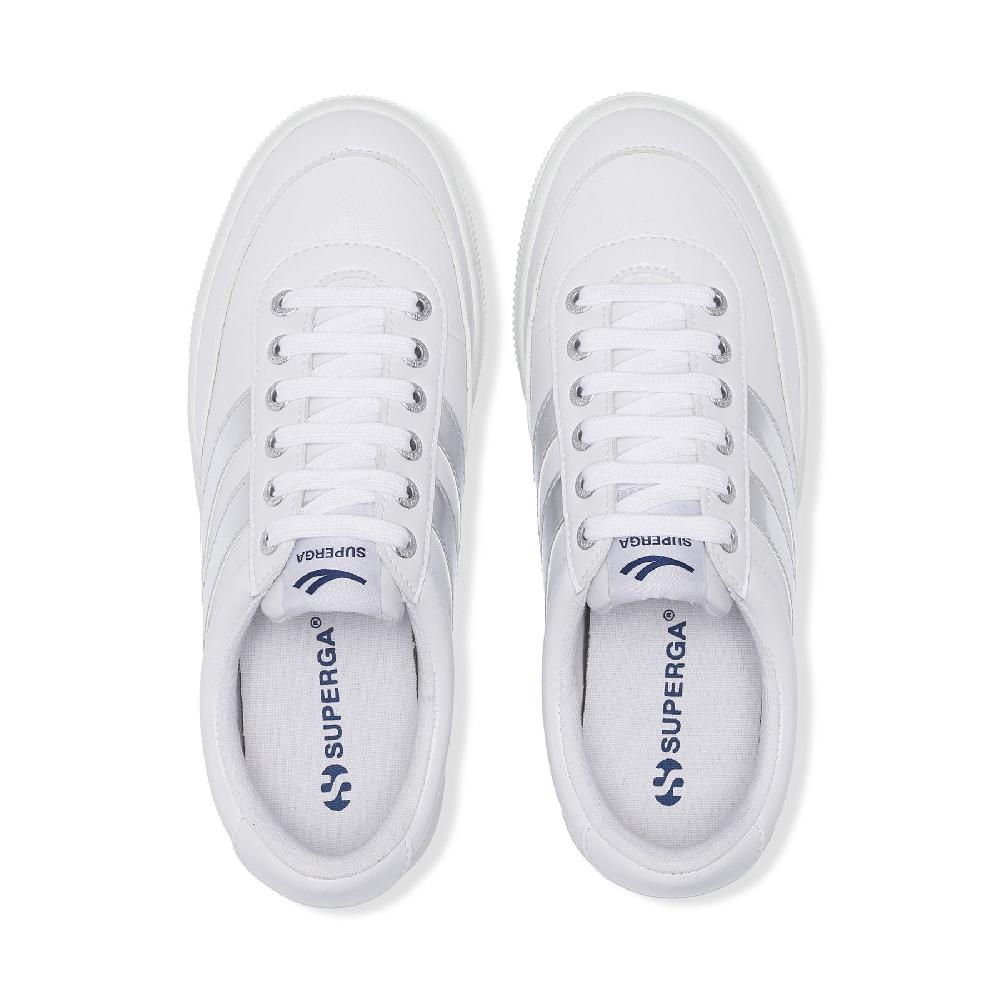 Superga 2740 PLATFORM BLOCKS MIRROR SYNTHETIC MATERIALWHITE-SILVER Italia