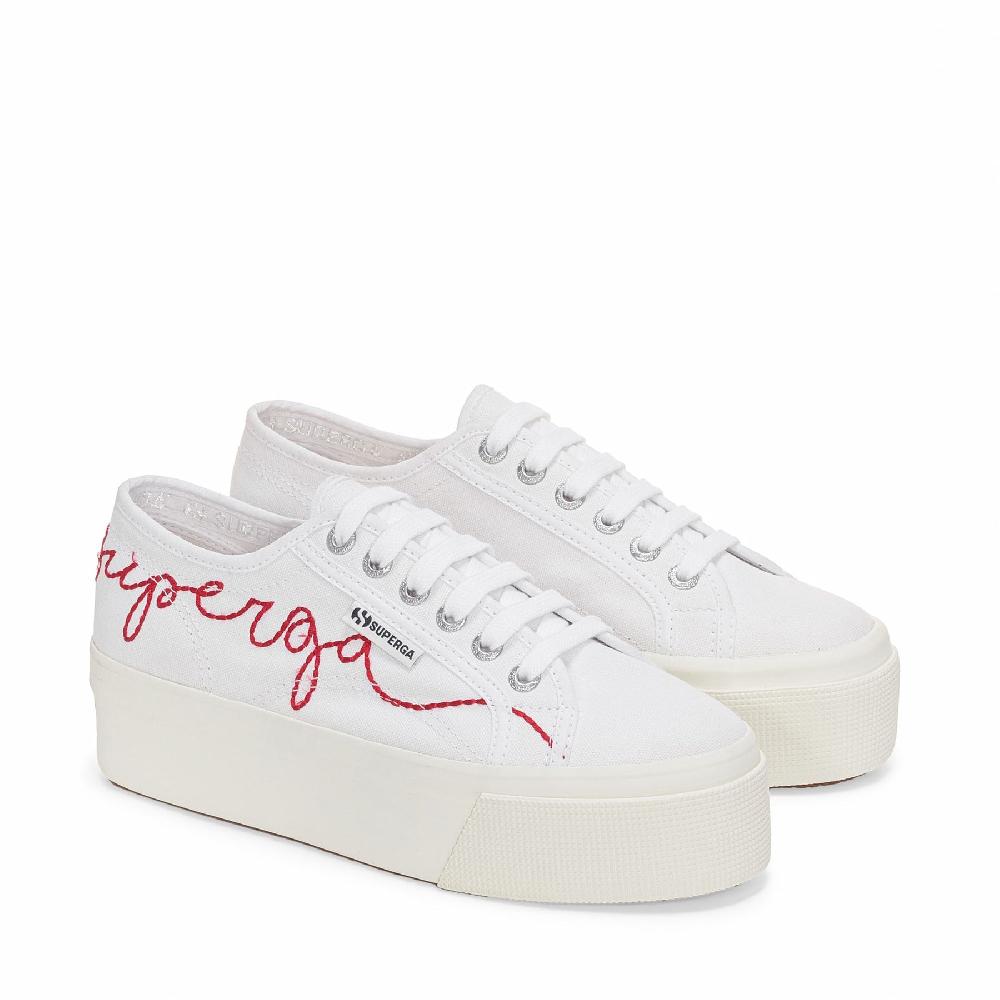 Superga 2790 RED EMBROIDERYWHITE-RED FLAME FAVORIO Promozione Limitata