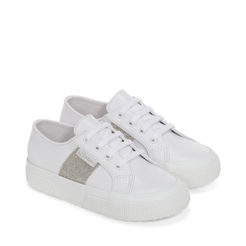 Superga 2750 KIDS SYNTHETIC MATERIAL GLITTERWHITE-SILVER In Vendita
