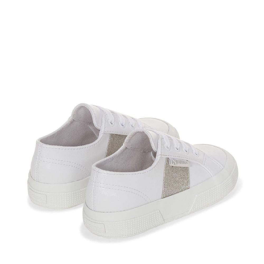 Superga 2750 KIDS SYNTHETIC MATERIAL GLITTERWHITE-SILVER In Vendita