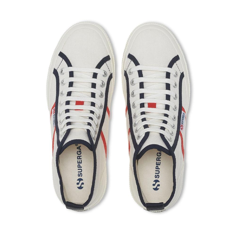 Superga 2750 MID COLORBLOCKINGWHITE AVORIO-BLUE NAVY-RED Fino al 60% di sconto