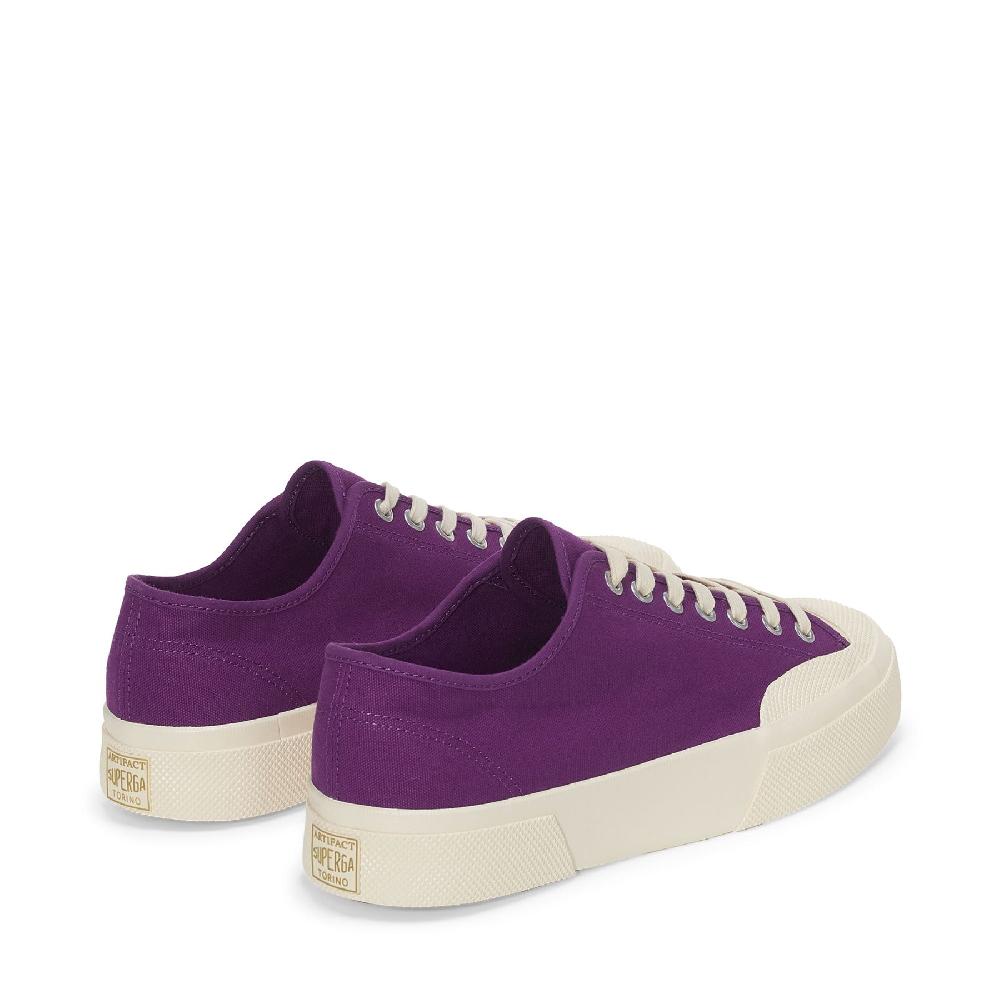 Superga 2432 WORKS LOW CUT COTTON CANVASPURPLE-OFF WHITE Online