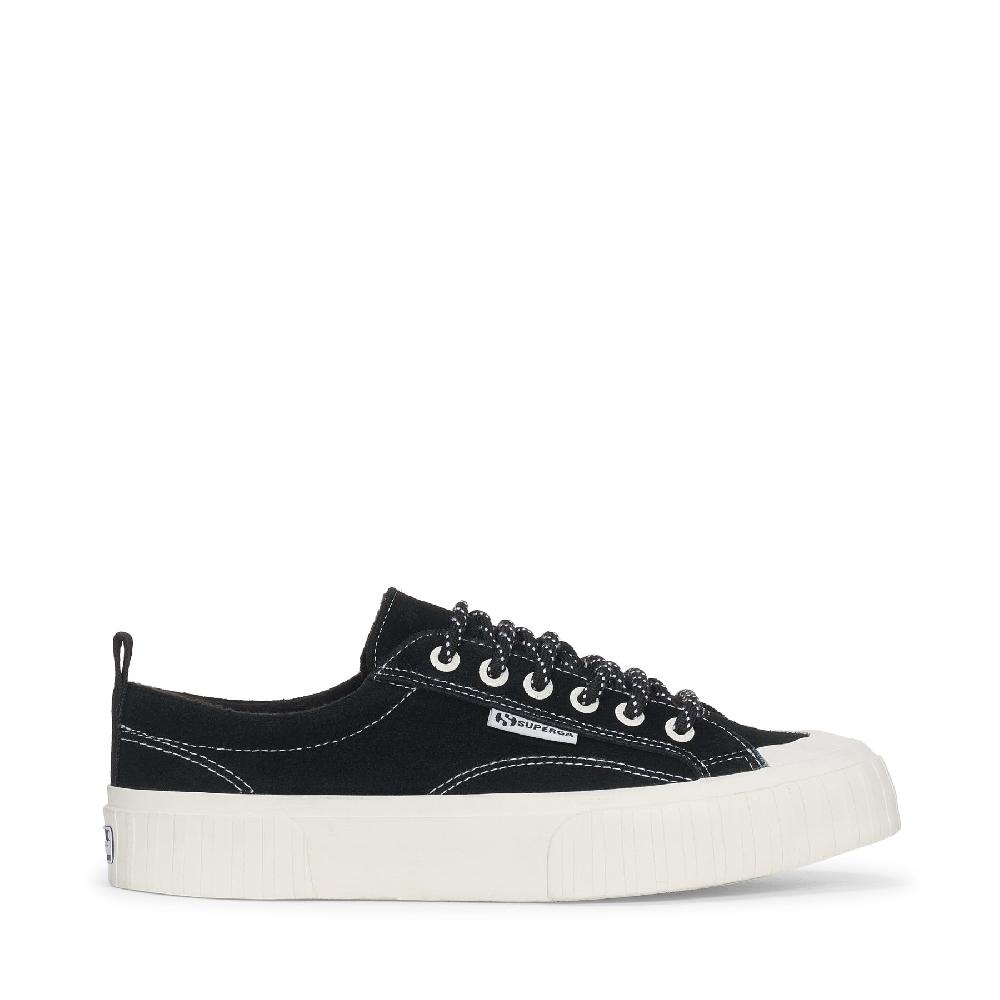 Superga 2630 STRIPE SUEDE CONTRAST STITCHINGBLACK-WHITE AVORIO-FAVORIO Nuova
