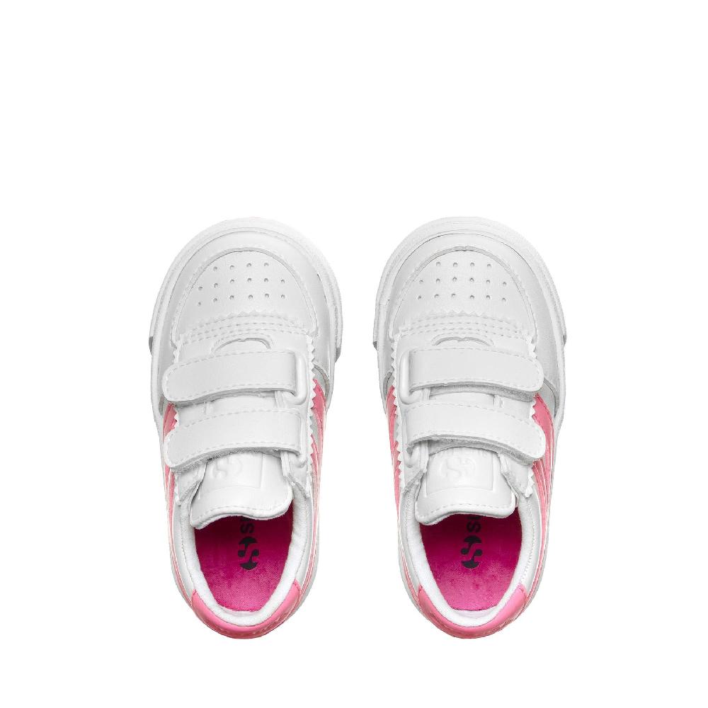 Superga 2846 KIDS SEATTLE STRAPS VEGAN MATERIALWHITE-NEON PINK Soddisfazione Garantita