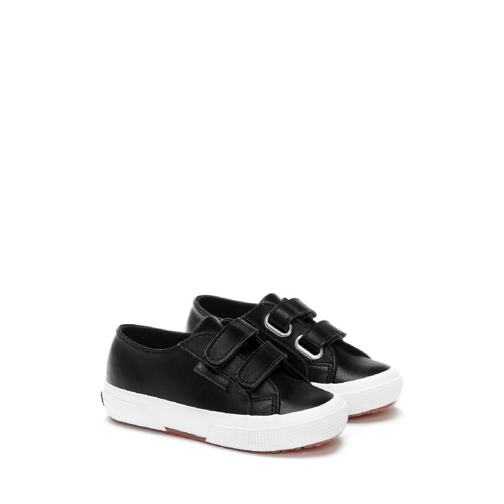 Superga 2750 KIDS STRAPS VEGAN MATERIALBLACK-WHITE Promozione Limitata