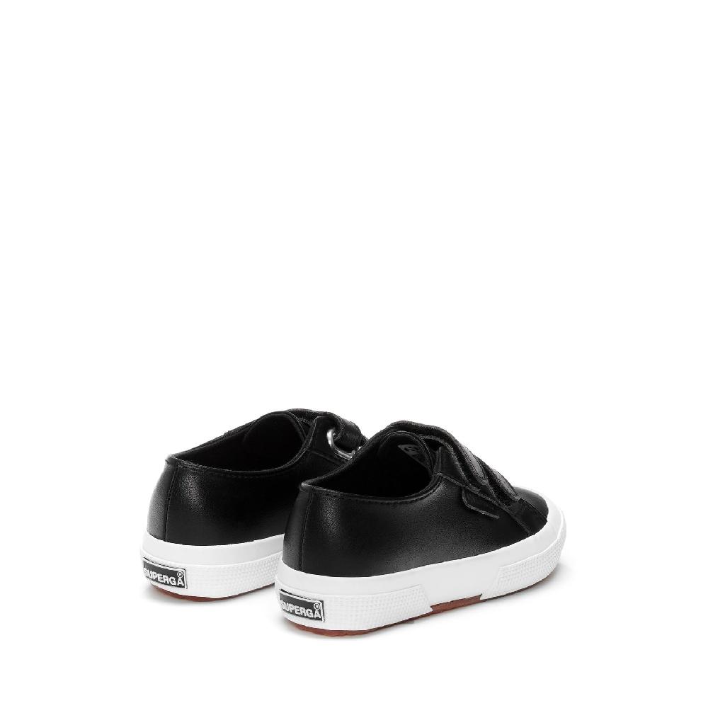 Superga 2750 KIDS STRAPS VEGAN MATERIALBLACK-WHITE Promozione Limitata