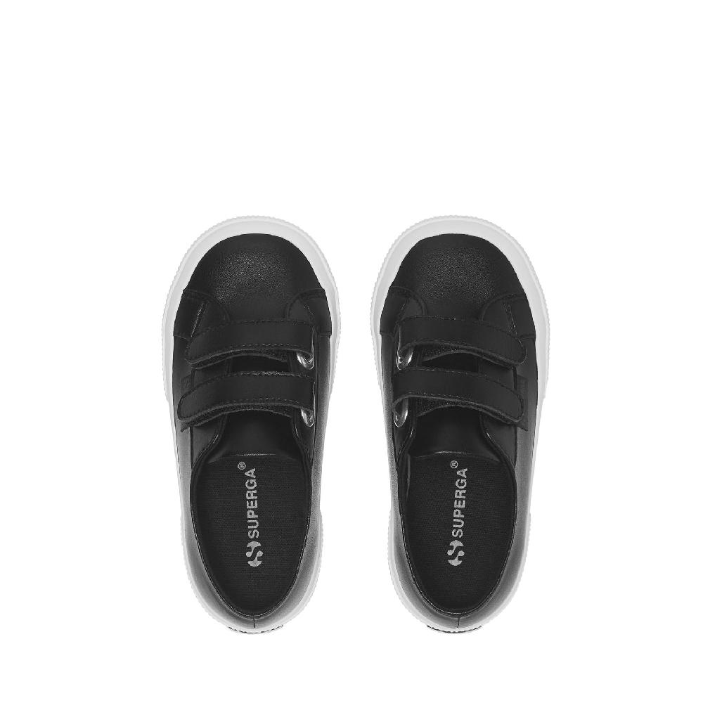 Superga 2750 KIDS STRAPS VEGAN MATERIALBLACK-WHITE Promozione Limitata