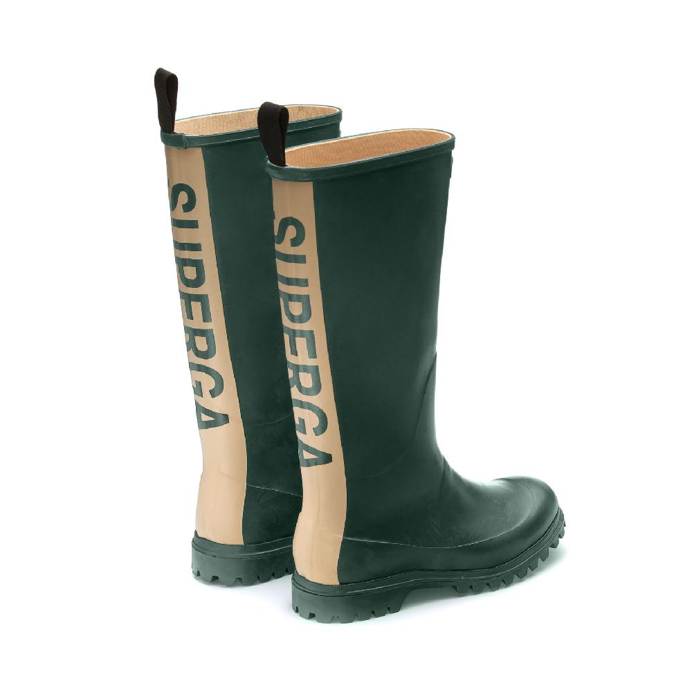 Superga 799 RUBBER BOOTS LETTERINGGREEN DK FOREST-OFF WHITE Affare Del Giorno