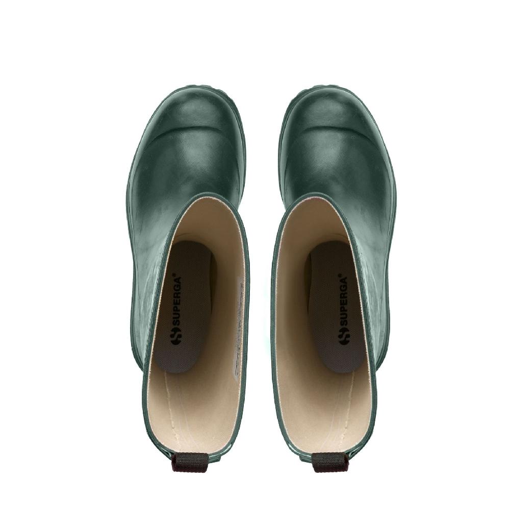 Superga 799 RUBBER BOOTS LETTERINGGREEN DK FOREST-OFF WHITE Affare Del Giorno
