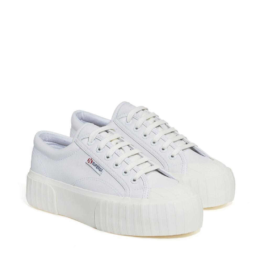 Superga 2631 STRIPE PLATFORM VEGAN MATERIALWHITE-WHITE AVORIO Saldi