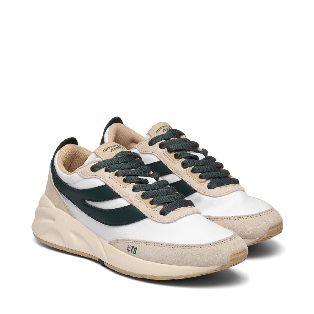 Superga 4089 TRAINING 9TS SLIMWHITE-BEIGE NATURAL-GREEN DK FOREST-BEIGE LT Offerta per la Festa della Mamma