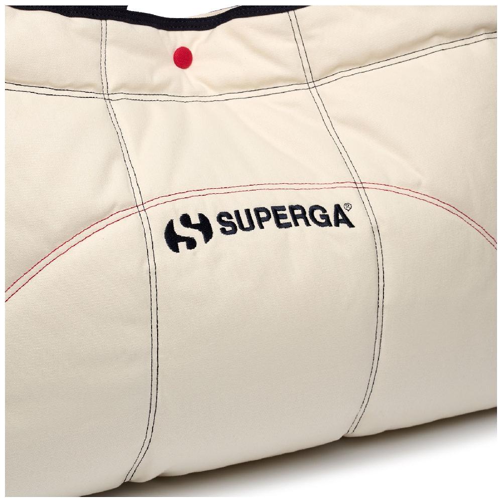 Superga MAXI PADDED WAXED CANVAS TOTE BAG COLORBLOCKWHITE AVORIO-NAVY-RED Fino al 55% di sconto