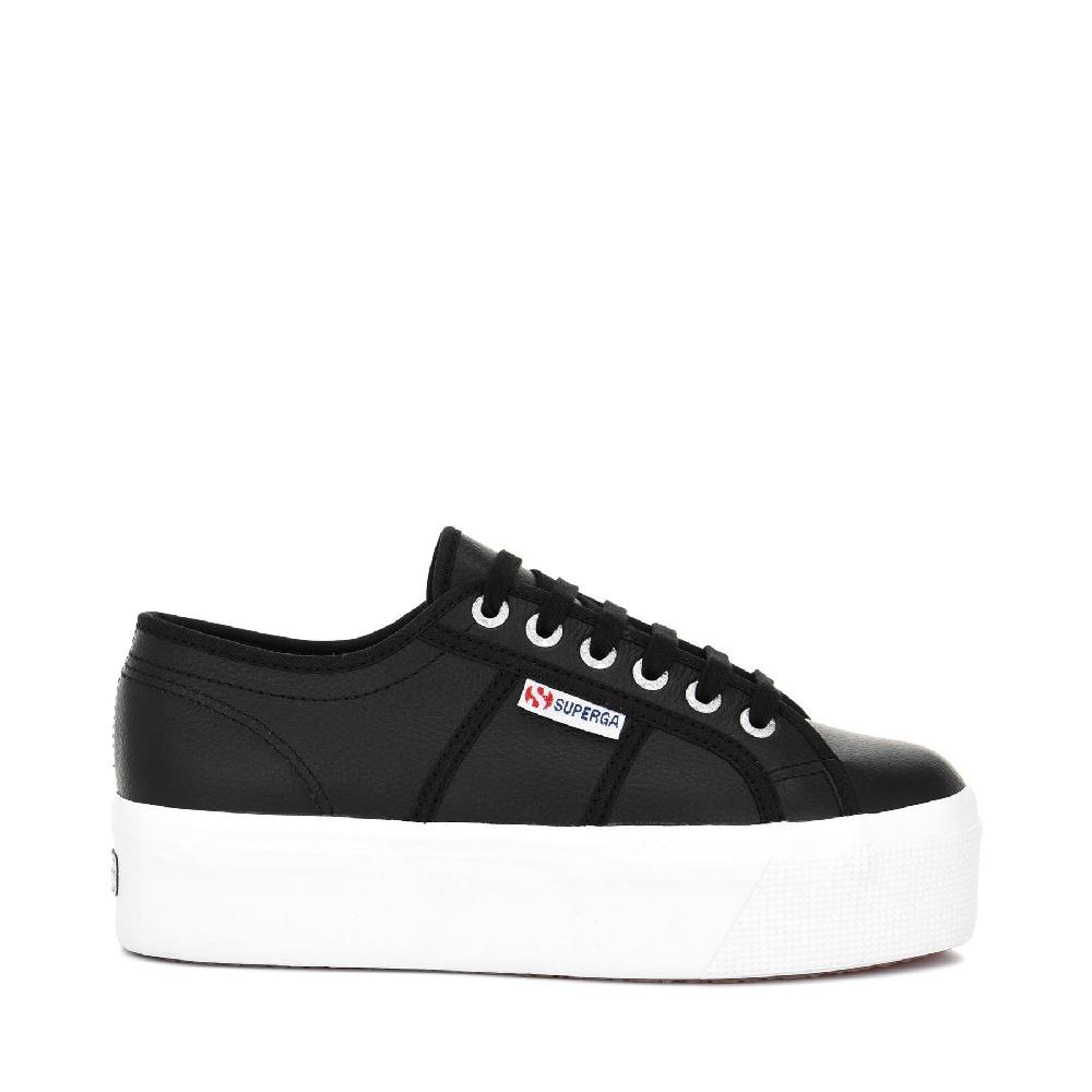 Superga 2790 TUMBLED LEATHERBLACK-WHITE Saldi