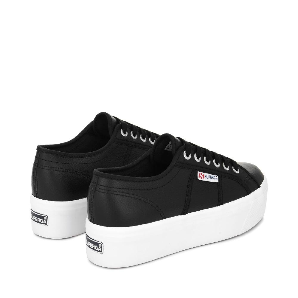 Superga 2790 TUMBLED LEATHERBLACK-WHITE Saldi
