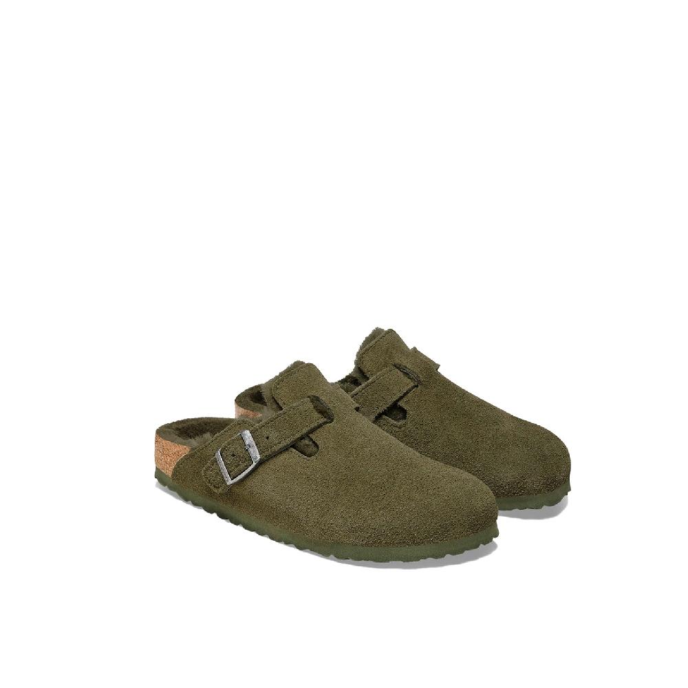 Birkenstock Boston Shearling Suede Leather Vendita Economica