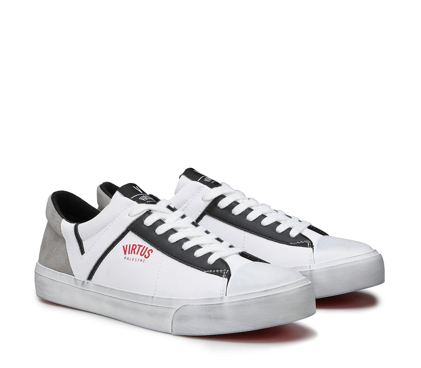 ﻿VIRTUS PALESTRE Rubby Low Leather/Suede white/Grey Vendita Economica
