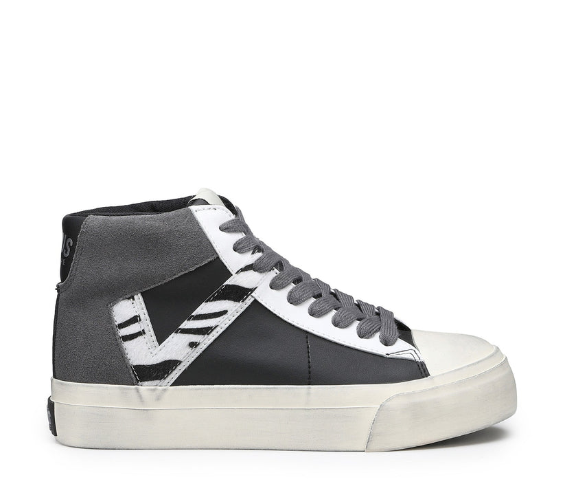 VIRTUS PALESTRE Rubby Mid Leather/suede black/dk. grey-zebra In Saldo