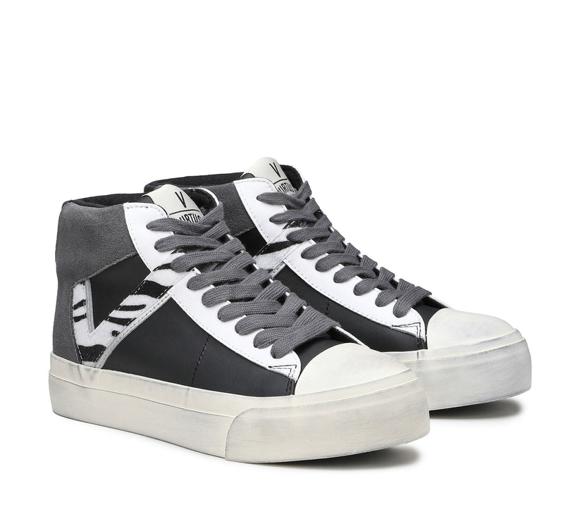 VIRTUS PALESTRE Rubby Mid Leather/suede black/dk. grey-zebra In Saldo