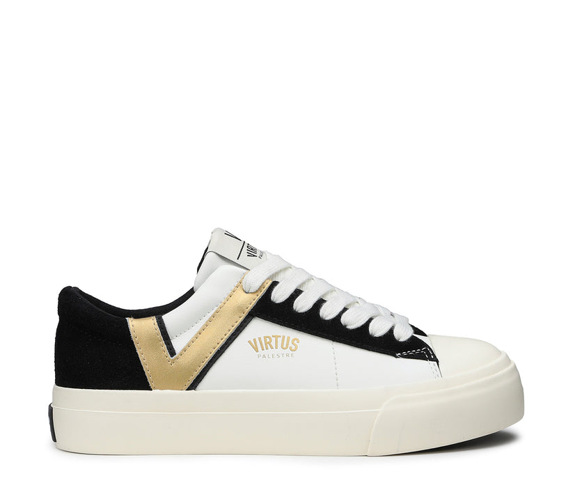 VIRTUS PALESTRE Rubby Low Leather/suede off white/black-gold Nuova
