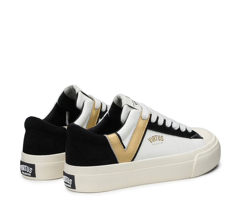 VIRTUS PALESTRE Rubby Low Leather/suede off white/black-gold Nuova