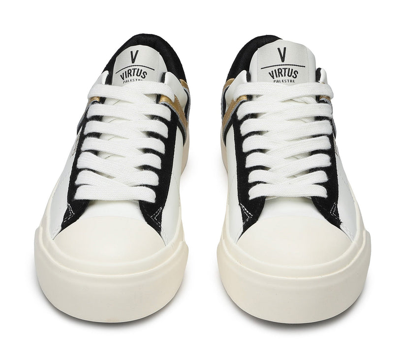 VIRTUS PALESTRE Rubby Low Leather/suede off white/black-gold Nuova