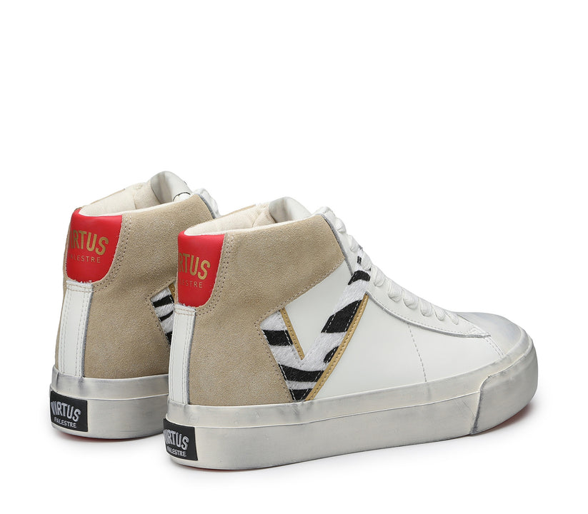 VIRTUS PALESTRE Rubby Mid Leather/suede off white/sand-zebra 2025