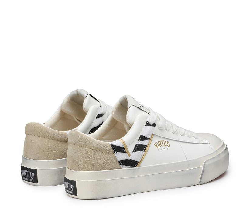 VIRTUS PALESTRE Rubby Low Leather/suede off white/sand-zebra Italia